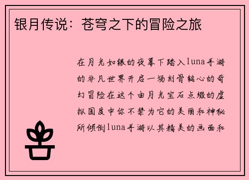 银月传说：苍穹之下的冒险之旅